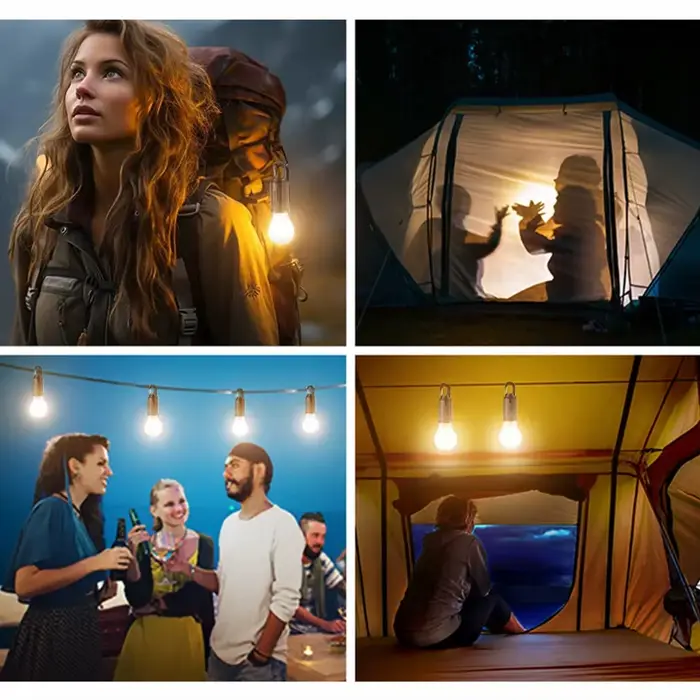 GGbingo lampe de Camping LED à énergie solaire avec crochet lanterne LED USB charge lumière de tente extérieure étanche