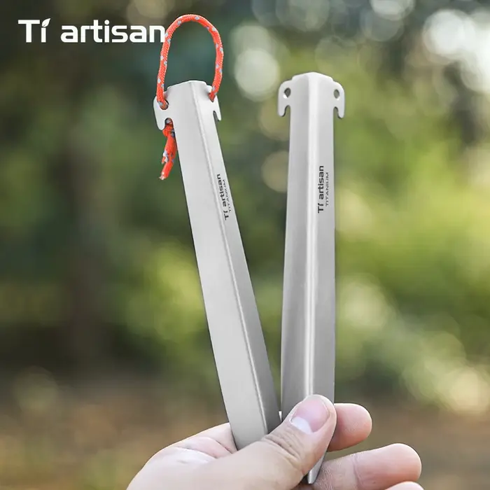 Tiartisan 6 pièces piquets de tente en forme de V en alliage de titane Camping en plein air clous de fixation robustes