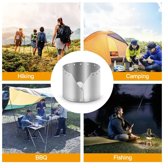 Cuisinière à gaz titane pare-vent écran Camping en plein air poêles pare-brise pliable cuisinière à