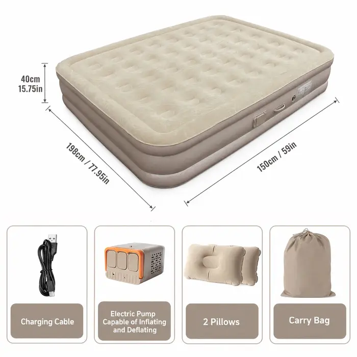 Matelas pneumatique gonflable Queen 16i "avec pompe intégrée