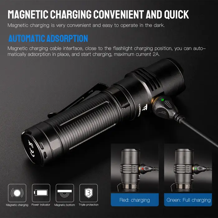 Lampes de poche LED haute puissance Trustfire MC5 3300 Lumens rechargeables Edc charge magnétique ut