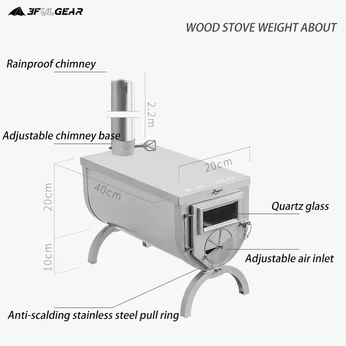 3F UL GEAR – poêle à bois ultraléger en alliage de titane et acier inoxydable 304, polyvalent, Campi