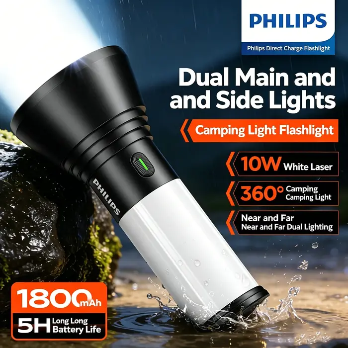 Lampe de camping Philips avec deux lumières latérales principales