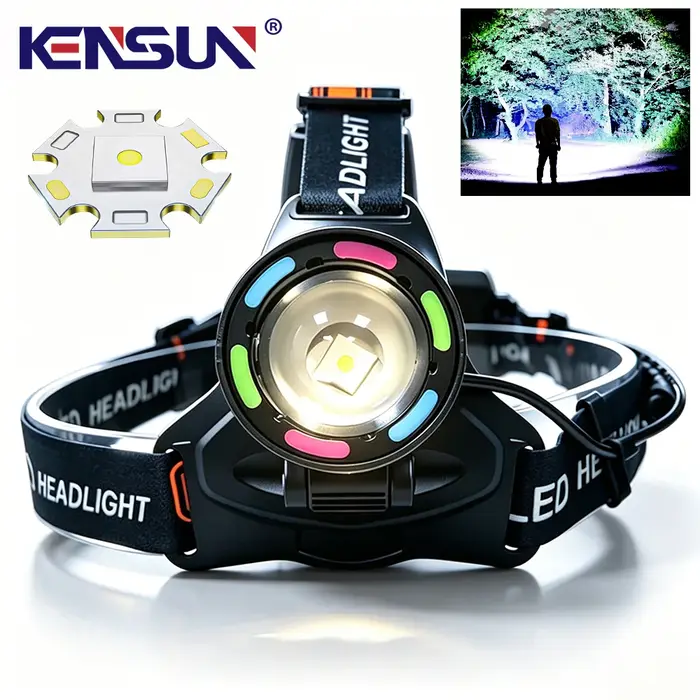 Phare LED à forte luminosité 20000000 LM, puissant phare à longue portée 4000M, lampe rechargeable avec lumière fluorescente pour la pêche en plein air