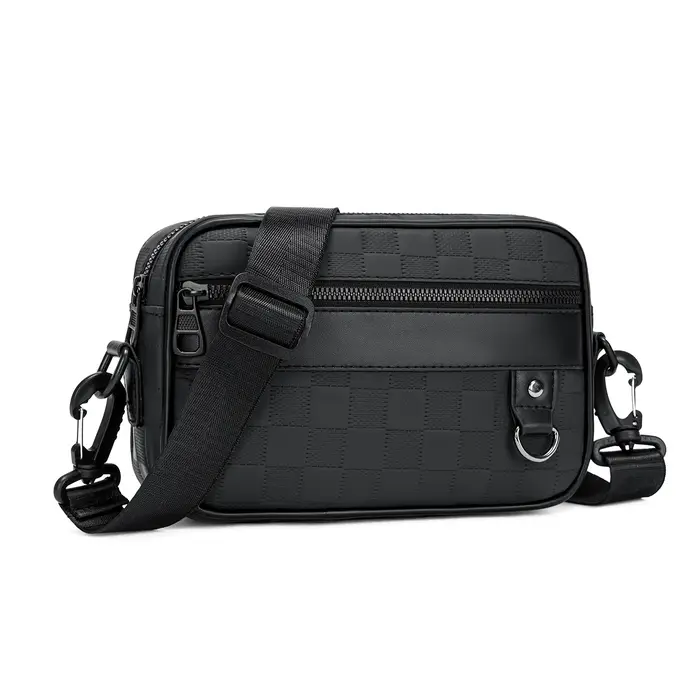 Sac bandoulière pour homme – Sac à bandoulière en cuir PU souple avec sangle réglable pour le travai