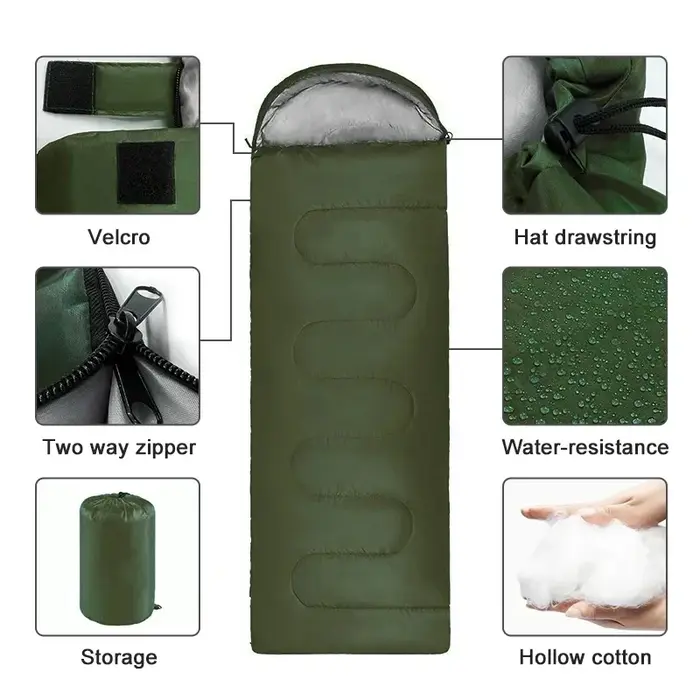 Sac de couchage ultraléger imperméable 4 saisons, enveloppe chaude pour le camping, la randonnée et les voyages en plein air