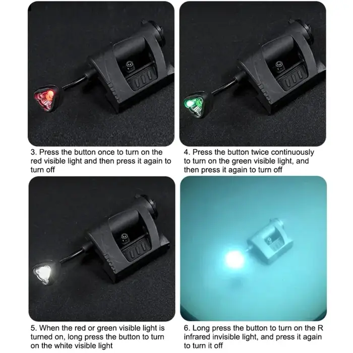 Lumière de casque tactique 3 Modes lampe de poche LED éclairage de nuit extérieur pour la chasse Laser militaire