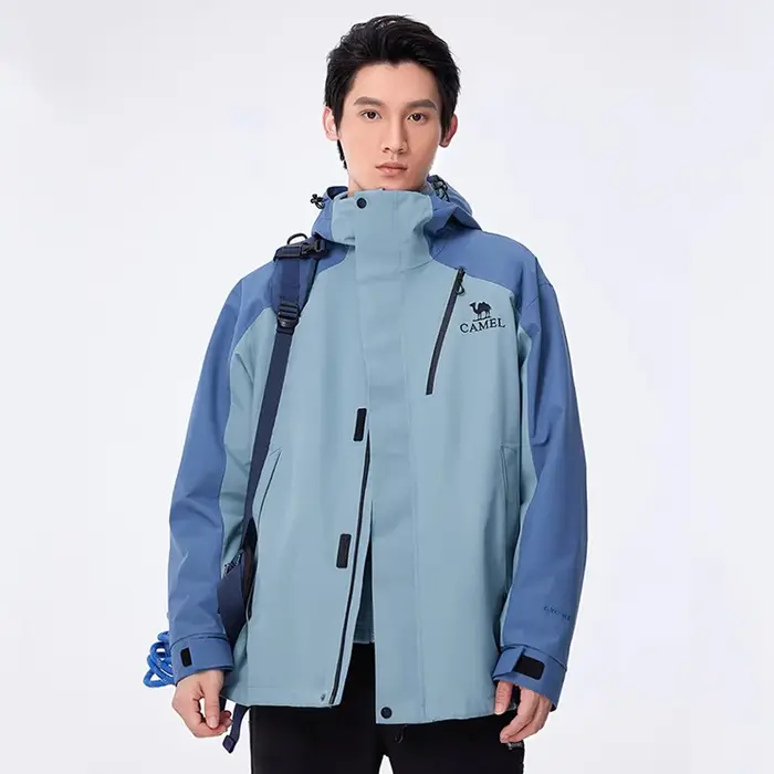 GOLDEN CAMEL Vestes de randonnée d'extérieur pour hommes, veste polaire imperméable trois-en-un, cou