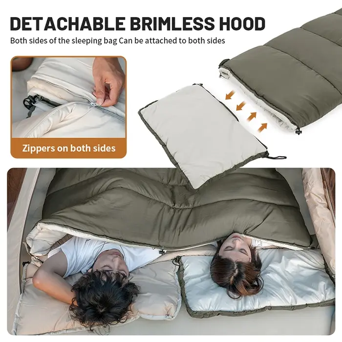 Natureifa-Sac de couchage en coton ultraléger LD, camping, hiver, été, épissable, 2 en 1, double
