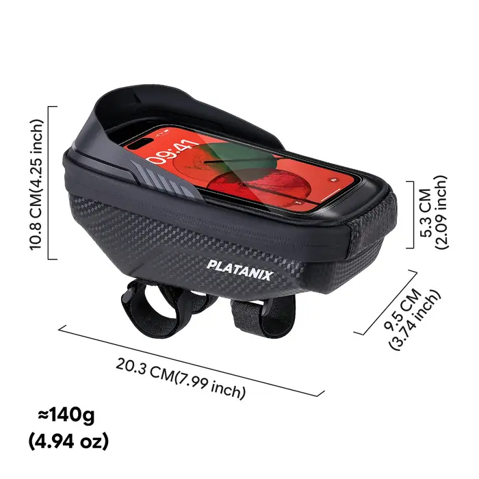 PLATANIX A1 Sac de guidon rigide en EVA pour VTT et vélo de route et pochette pour téléphone à fixer