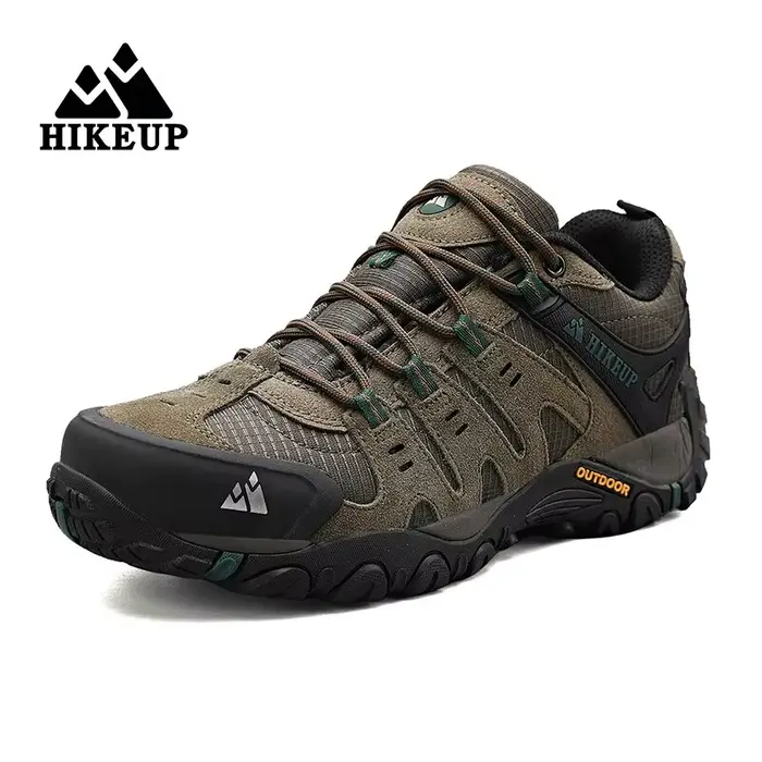 HIKEUP-Chaussures de randonnée en cuir suédé pour homme, baskets d'extérieur résistantes à l'usure, 