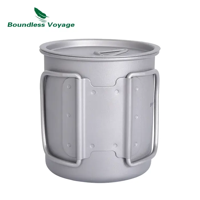 Boundless Voyage Camping Titanium Cup Mug, Outdoor Tourist Picnic Cooking Face Pot, Britware, Randon