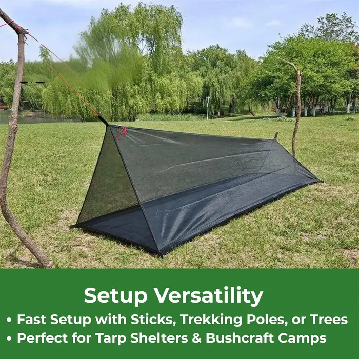 Tente bivouac ultralégère pour 1 personne – Abri en maille anti-insectes avec plancher imperméable pour la randonnée