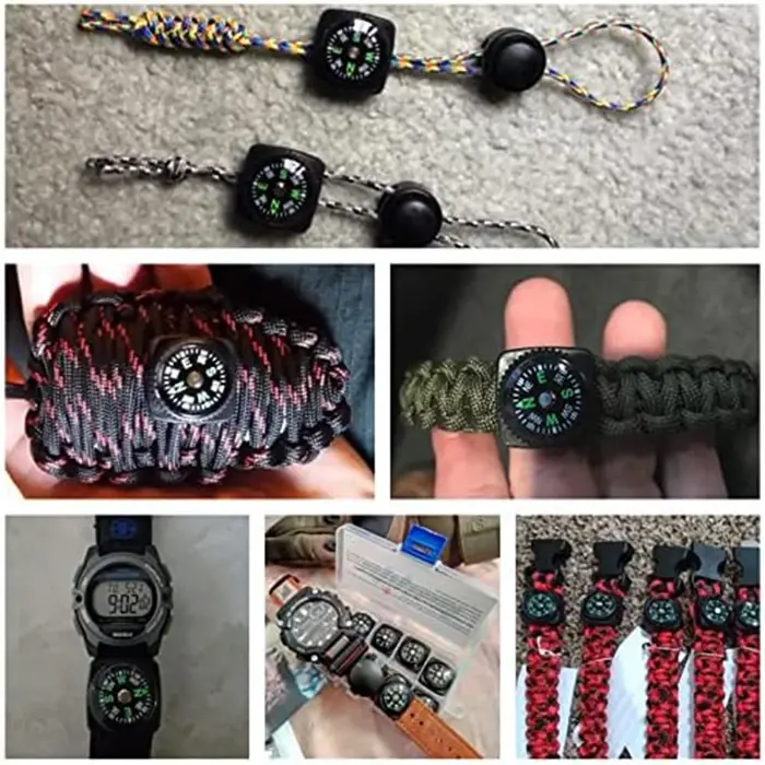 Mini boussole à boucle de ceinture, 4 pièces, boussole à bouton Portable pour Bracelet de montre de