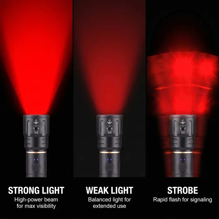 Lampe torche rechargeable Alonefire Zoom haute puissance, lumière rouge, bleue, verte, blanche, lampe de camping, randonnée, chasse, pêche en plein air