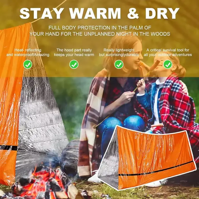Tente d'urgence 2 personnes imperméable pour camping