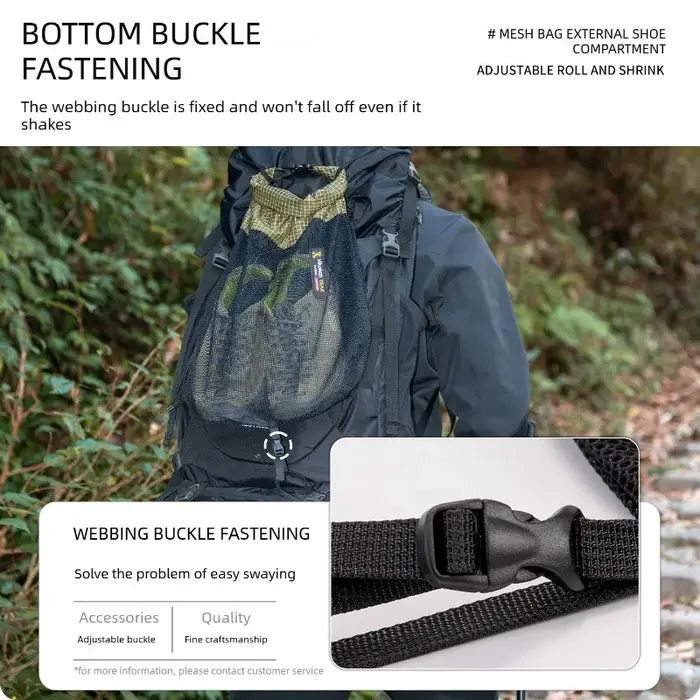 Sac à chaussures Dyneema à enroulement en maille pour fixation externe