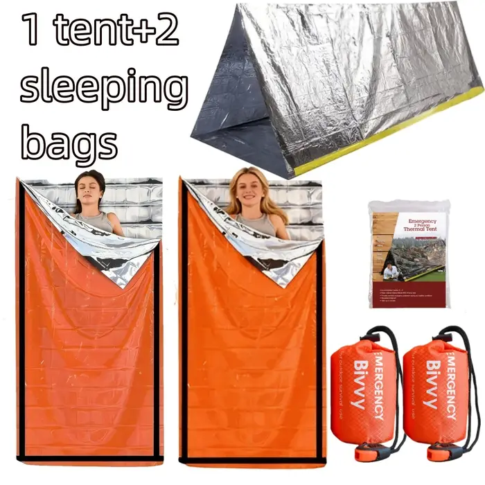 Tente thermique compacte d'urgence et sac de bivouac – Équipement de survie à déploiement rapide pour les aventures dans le désert et les randonnées d'une journée