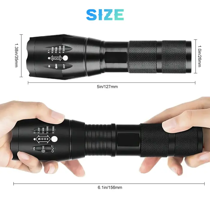 Lampe de poche LED étanche pour camping en plein air, lampe de poche injuste, torche portable, trava