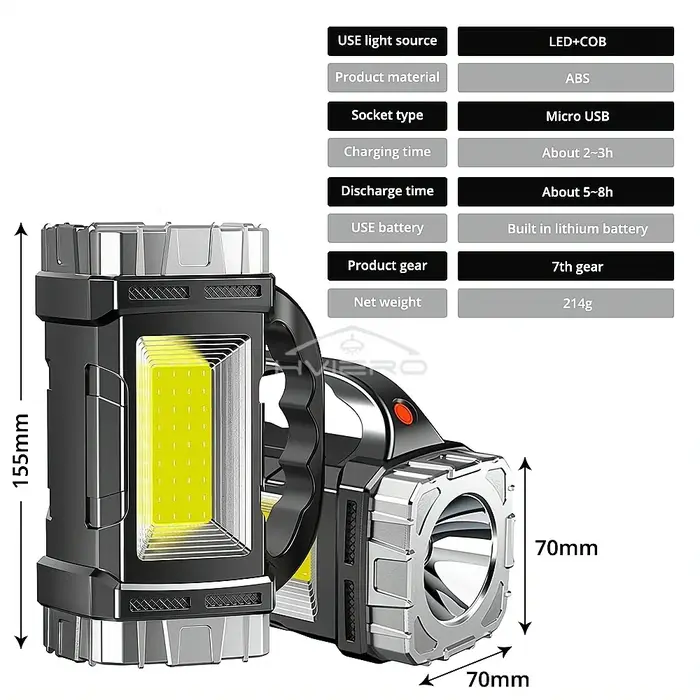 Lampes latérales COB en plein air, pêche, randonnée, Camping, chargeur USB, lampe de poche solaire Portable, projecteur LED, étanche