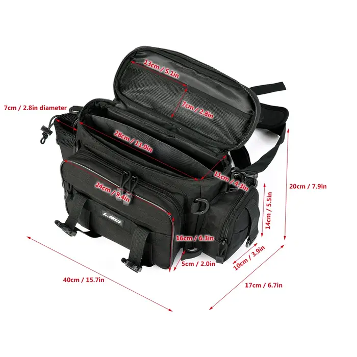LEO – sacs de pêche multifonctionnels, sac à bandoulière simple, sac à la taille, Pack de leurres de poisson, sac de rangement utilitaire