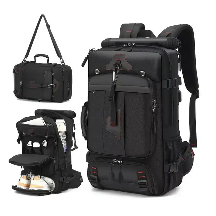 Sac à dos de voyage grande capacité, compartiment à bagages convertible avec compartiment à chaussures indépendant, compartiment pour ordinateur portable de 15,6 pouces