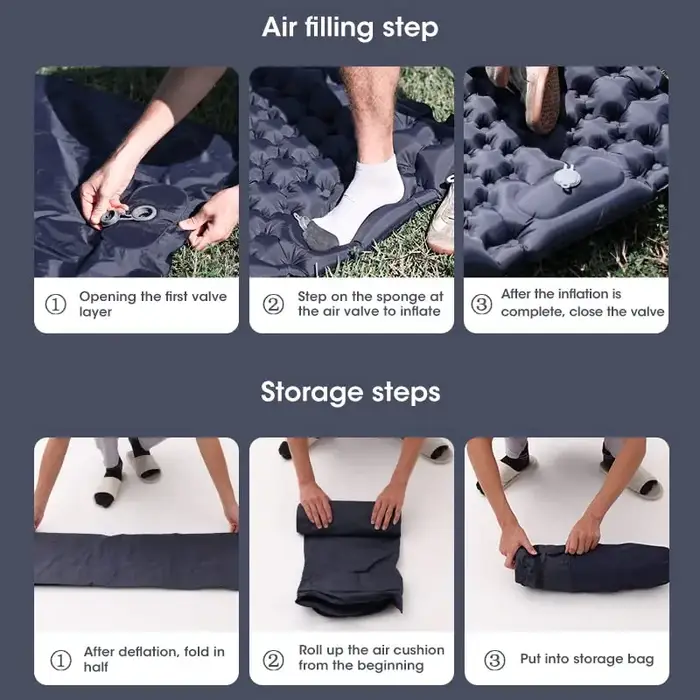 Matelas gonflable de camping en plein air avec oreillers
