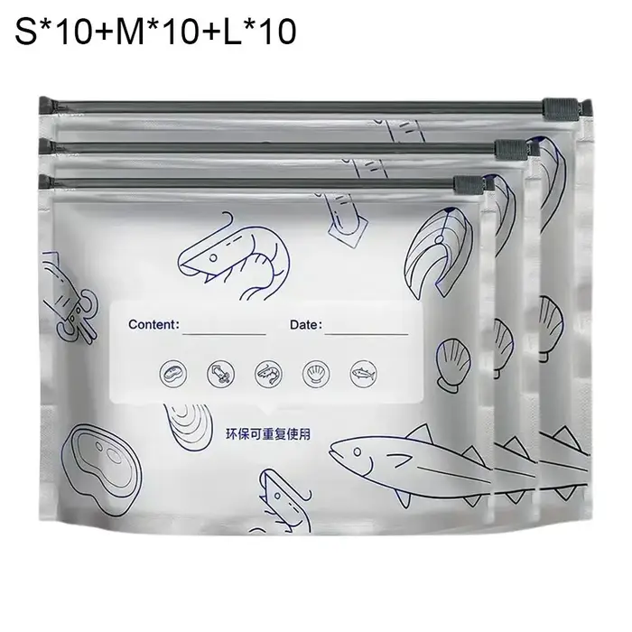 10/30 pièces/sac grande capacité feuille d'aluminium sac alimentaire étanche congélateur sûr cuisine sac frais conservation réutilisable sac à fermeture éclair