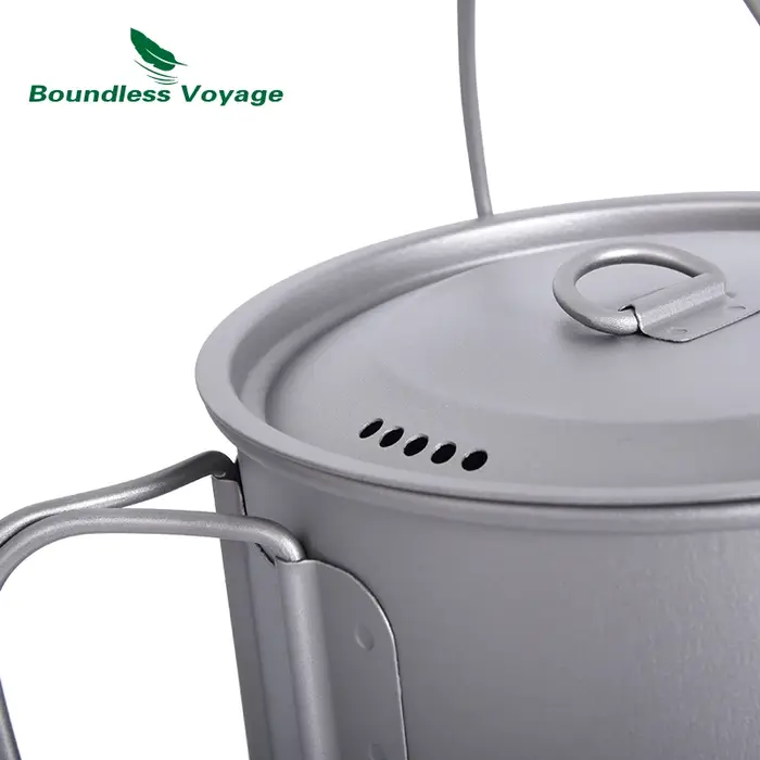 Boundless Voyage-Tasse de camping en titane ultralégère avec couvercle, poignée pliante, tasse de pi