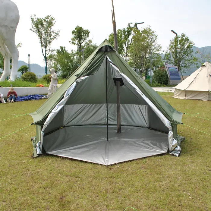 Tente de camping 4 personnes - Tente de glamping spacieuse et respirante résistante à l'eau - Tente de luxe en forme de cloche pour poêle extérieur
