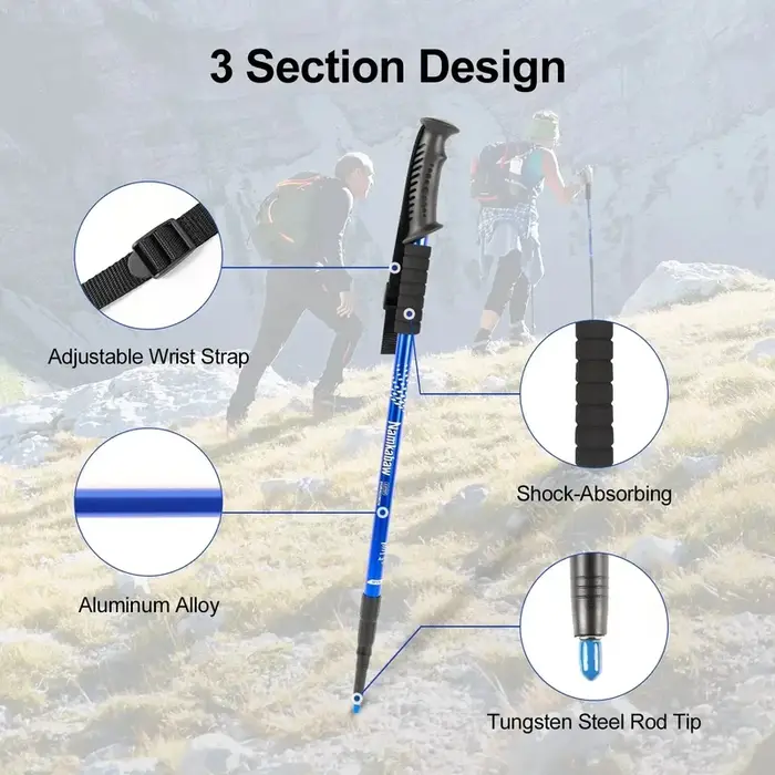 Bâtons de trekking ultralégers à 3 sections