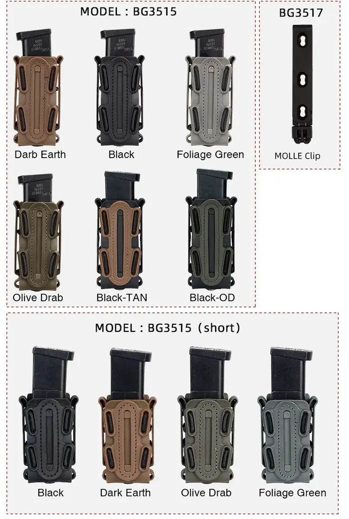 IDOGEAR Pochettes pour chargeurs 9 mm Astmag avec clip ceinture
