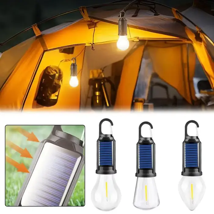 GGbingo lampe de Camping LED à énergie solaire avec crochet lanterne LED USB charge lumière de tente extérieure étanche