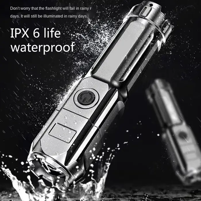 Lampe de poche LED puissante, torche Rechargeable par USB, Portable, Zoomable, pour Camping, 3 Modes