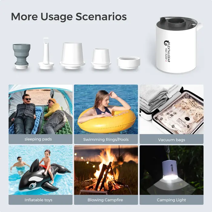 FLEXTAIL TINY PUMP X - Pompe à air de camping portable avec batterie de 1300 mAh rechargeable pour f