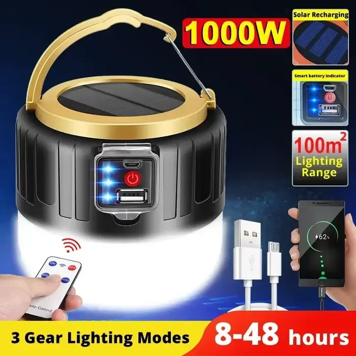 LED Camping lumière Rechargeable étanche Portable en plein air randonnée lumières de secours lumineux tente lampe