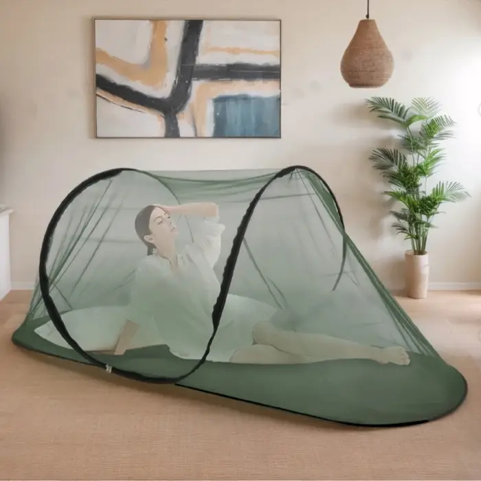 Tente de camping individuelle en forme de bateau avec moustiquaire respirante à lancer à la main