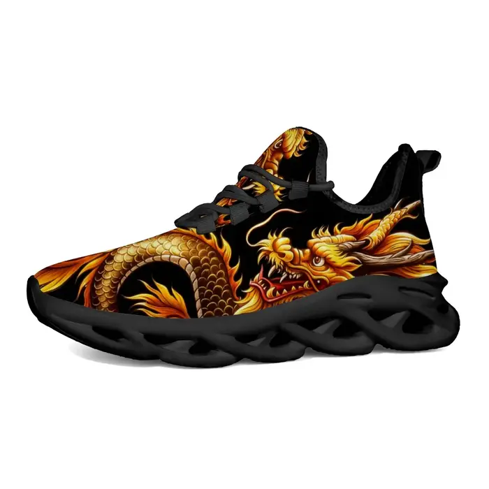 Baskets sur le thème du Dragon pour hommes et femmes, chaussures basses légères et respirantes à lacets, chaussures de course, de randonnée, de sport décontractées