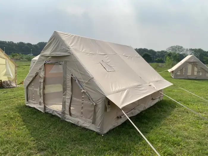 Tente de camping gonflable, 3x4x2.1M, tente à colonnes d'air en Oxford 420D, 12m², 2 pièces, grand e