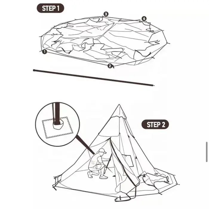 Tente de camping familiale personnalisée hautement rentable, imperméable, pour 4 à 10 personnes, en toile, type yurt ou tente cloche