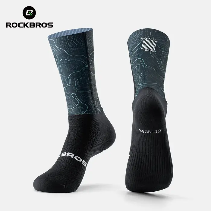 Chaussettes de cyclisme ROCKBROS respirantes, absorbant les chocs, chaussettes de compression aérodynamiques pour le cyclisme, coupe 3D, chaussettes de cyclisme hautement élastiques