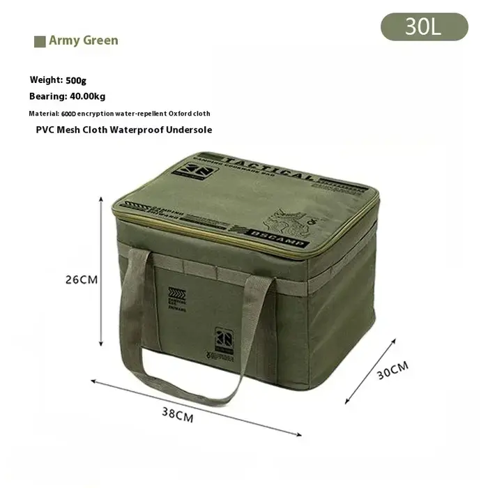 Sac de rangement tactique imperméable et isolé de 30l, conception pliable, organisateur d'extérieur