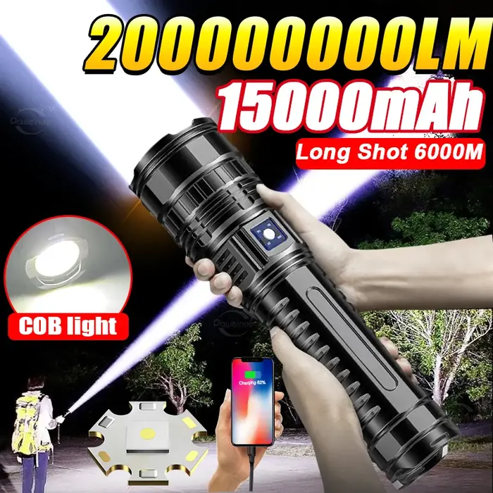 200000000LM lampe de poche LED la plus puissante 1500W lampes