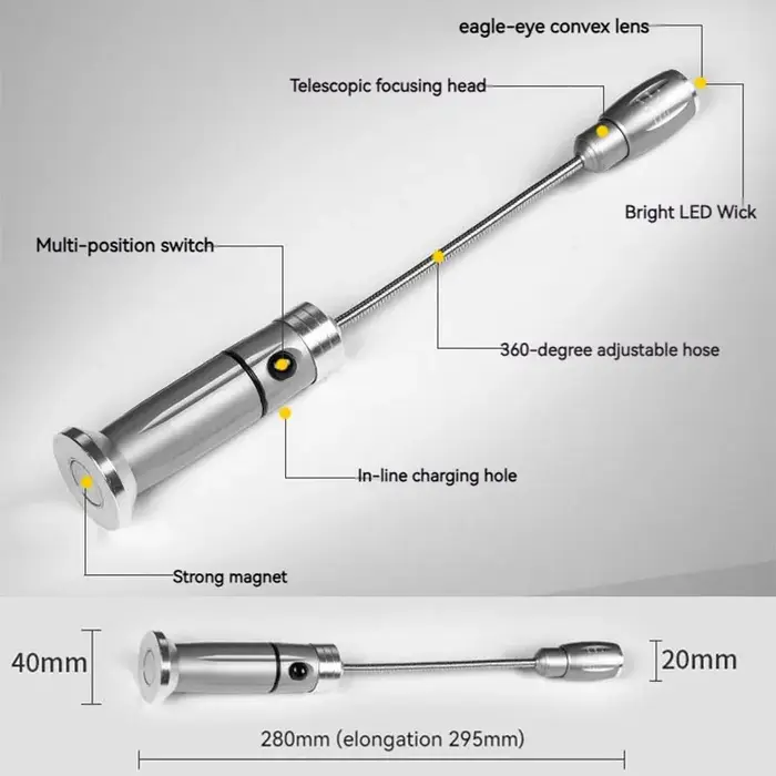 Lampe de poche LED pour barbecue d'extérieur, Zoomable, Super lumineuse, réglable à 360 degrés ° Torche de travail d'urgence de camping avec base magnétique