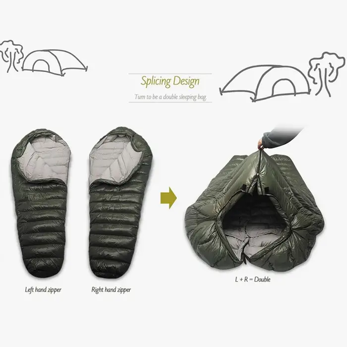 Kamperbox température froide hiver sac de couchage vers le bas sac de couchage hiver Camping sac de couchage Double
