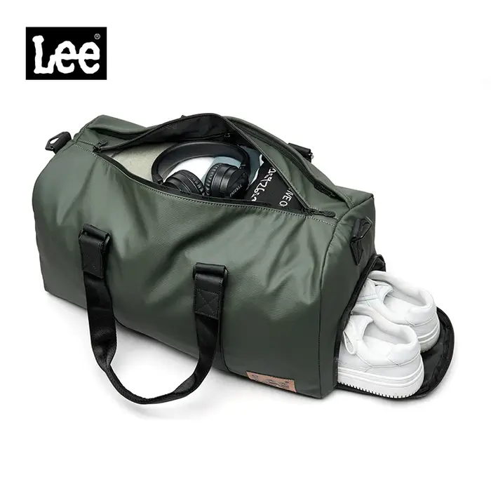 LEE vert Olive sec humide poche compartiment à chaussures sac de voyage imperméable en Nylon cuir Fitness Sport grande