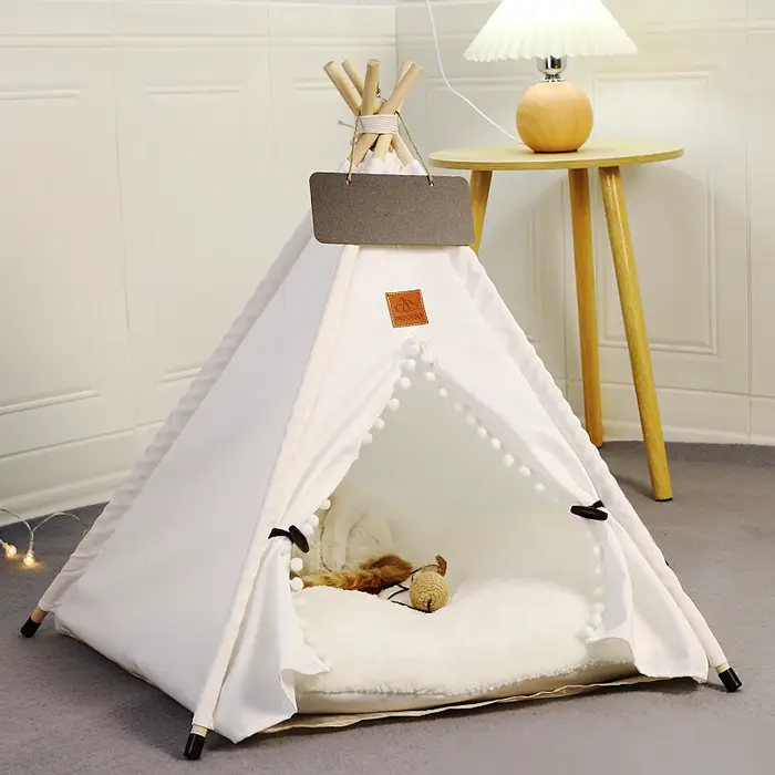 Tente tipi d'hiver pour animaux de compagnie avec coussin double face
